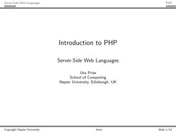 Introduction to PHP - Uta Priss