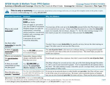 SBC - SFEW Health & Welfare Trust: PPO Option - EISB.org