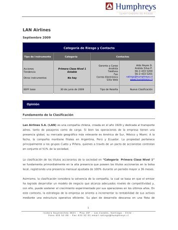 Informe de Clasificacin Solvencia y Acciones - Humphreys