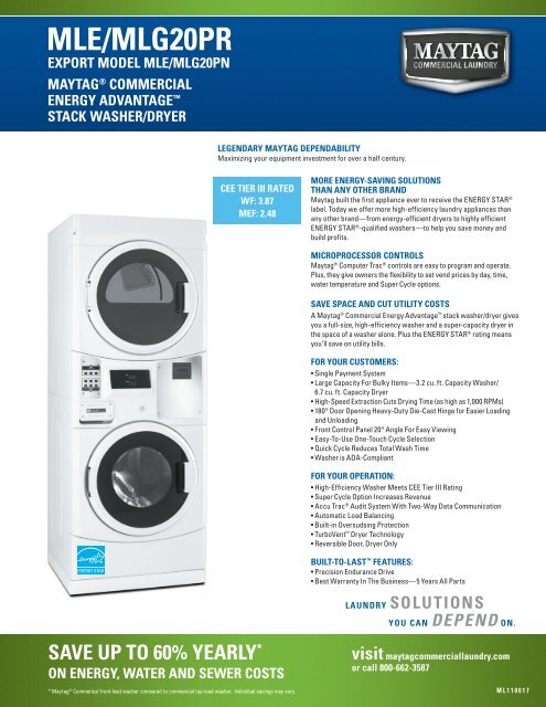 Maytag commercial top stackable washer dryer
