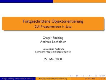 Fortgeschrittene Objektorientierung - GUI-Programmieren in Java