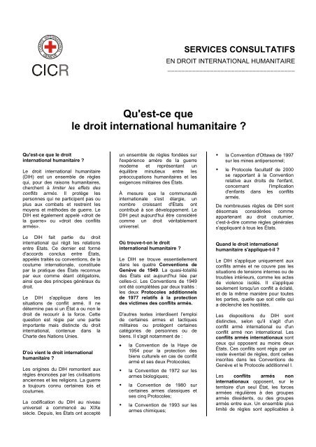 Qu'est-ce que le droit international humanitaire ? - ICRC