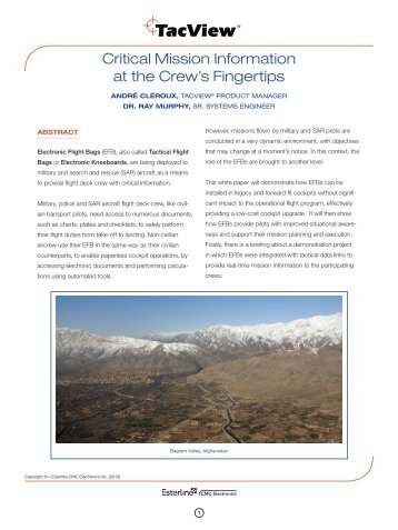 Critical Mission Information at the Crew's Fingertips - Esterline