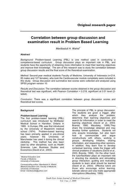 Correlation between group discussion and examination result in ...