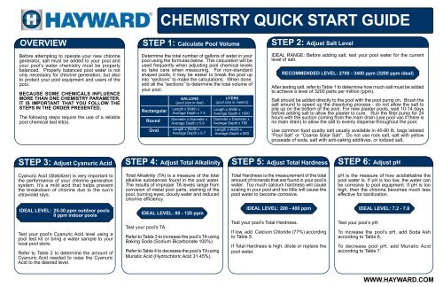 CHEMISTRY QUICK START GUIDE STEP 1: Calculate ... - Hayward