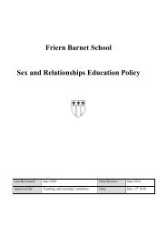 Friern Barnet School Sex and Relationships Education Policy