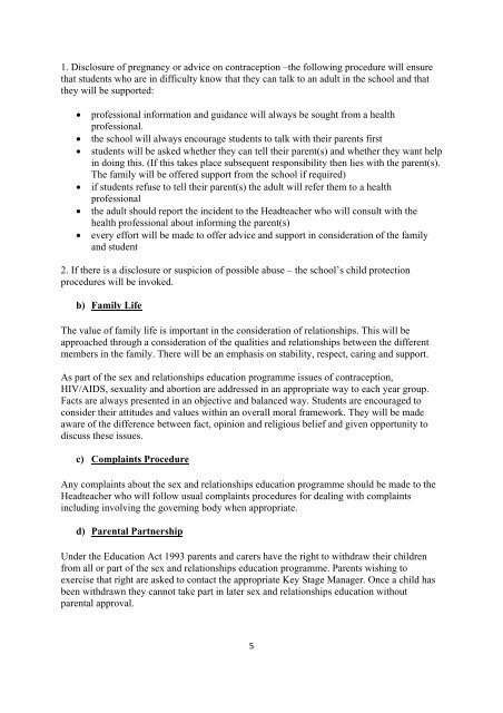 Friern Barnet School Sex and Relationships Education Policy