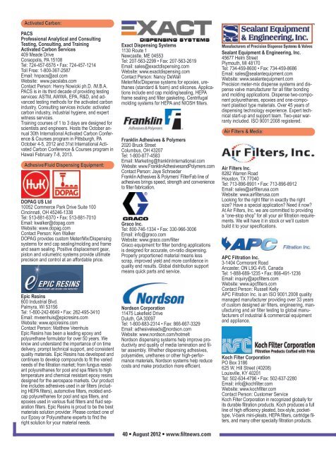 2013 Buyers' Guide 2013 Buyers' Guide - Filtration News