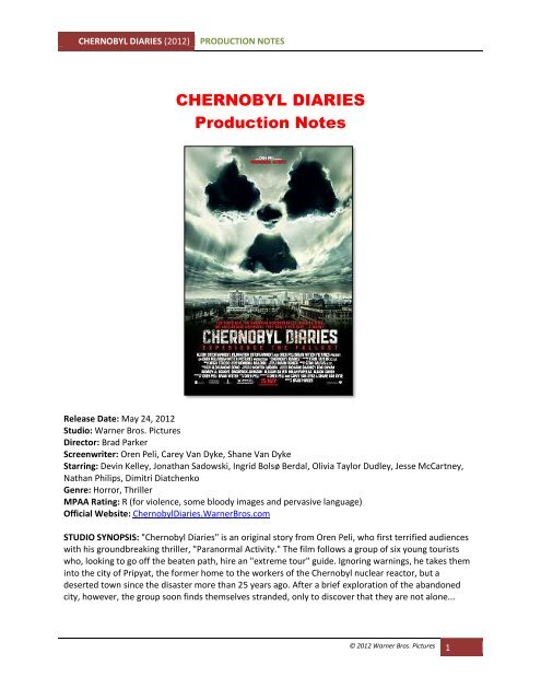 CHERNOBYL DIARIES Production Notes - Visual Hollywood