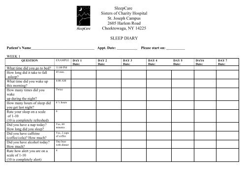 Sleep Diary Template