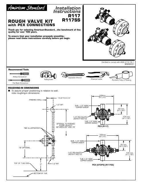 R117 & R117SS Installation Instructions and Repair Parts