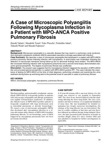 A Case of Microscopic Polyangiitis Following Mycoplasma Infection ...