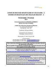 COURS DE BIOLOGIE CELLULAIRE ET MOLÃCULAIRE - IRCM