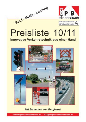 Preisliste 10/11 - Peter Berghaus Verkehrstechnik