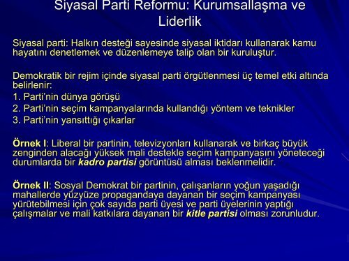 Siyasal Partilerin KurumsallaÅmasÄ± ve Reform - EAF