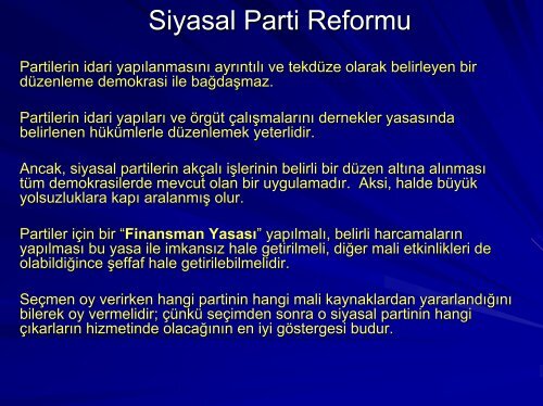 Siyasal Partilerin KurumsallaÅmasÄ± ve Reform - EAF