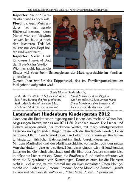 Gemeindebrief 12/2012 - Evangelische Kirchengemeinde ...