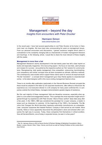 Management - beyond the day - Peter Drucker Society of Austria