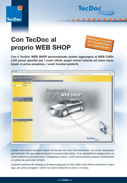 Il vostro WEB SHOP - TecDoc