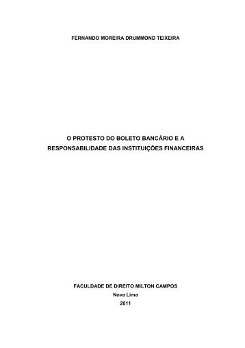 o protesto do boleto bancÃ¡rio ea responsabilidade ... - Milton Campos
