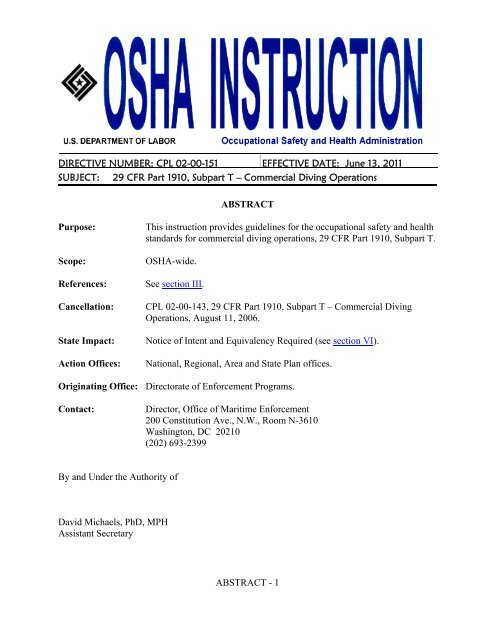 DIRECTIVE NUMBER: CPL 02-00-151 EFFECTIVE DATE ... - OSHA
