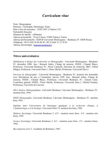 Curriculum vitae - Laboratory of Demographic and Social Analyses ...