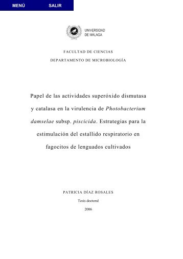 Papel de las actividades superóxido dismutasa y catalasa en la ...