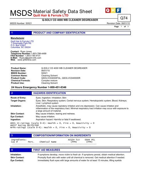 Material Safety Data Sheet Advanced Plastics 