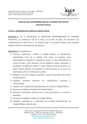 Estatuto ALCP - Asociación Latinoamericana de Cuidados Paliativos