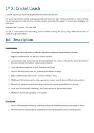 1st XI Cricket Coach Job Description - The Professional Cricketers ...