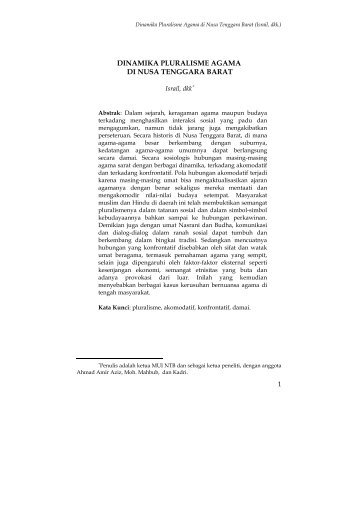 Dinamika Pluralisme Agama di Nusa Tenggara Barat (Israil - idb3