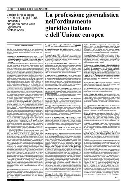 Novembre-Dicembre 2006 - Ordine dei Giornalisti