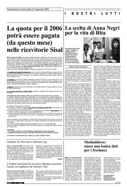 Novembre-Dicembre 2006 - Ordine dei Giornalisti