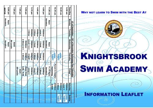 REGISTRATION FORM FOR SWIMMING LESSONS