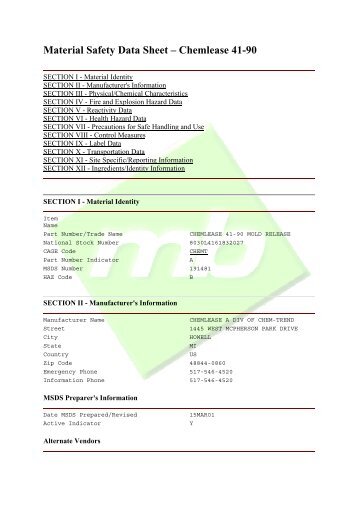 Material Safety Data Sheet â Chemlease 41-90 - mbfg.co.uk