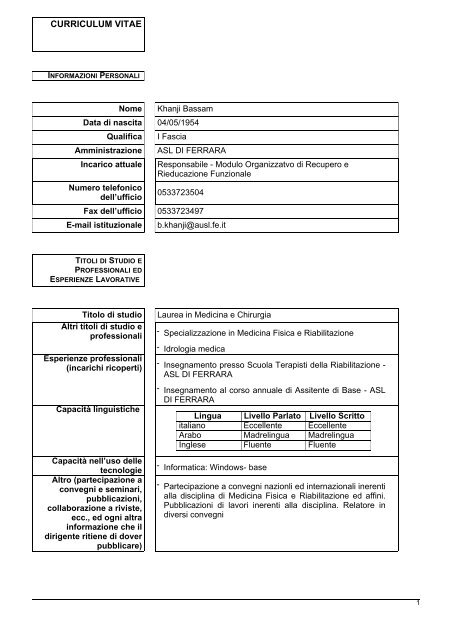CV KHANJI.pdf - Azienda USL di Ferrara