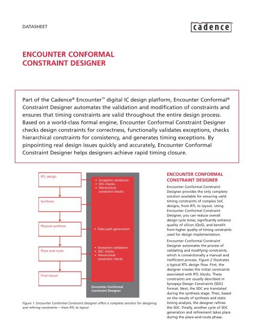 ENCOUNTER CONFORMAL CONSTRAINT DESIGNER - Cadence
