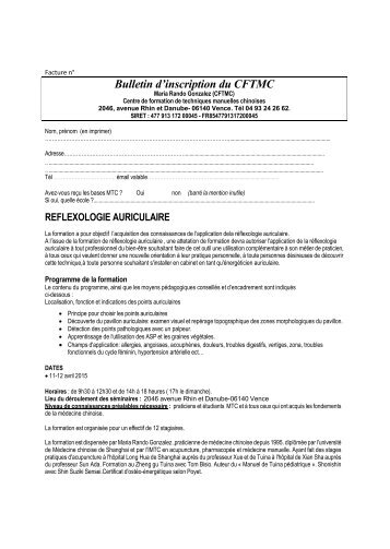 Bulletin d'inscription du CFTMC - CFTMC - Free