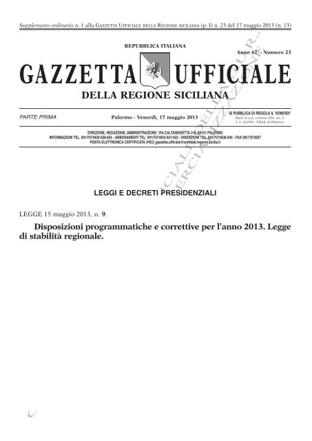 Supplemento Ordinario n.1(PDF) - Gazzetta Ufficiale della Regione ...