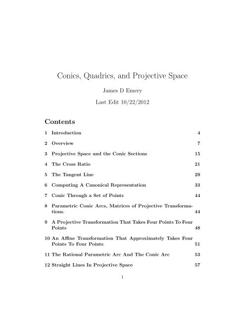 Conics, Quadrics, and Projective Space - STEM2