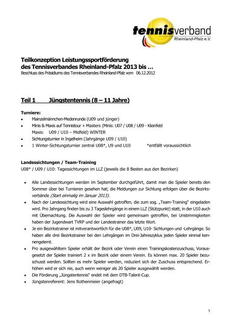 Teil 1 JÃ¼ngstentennis (8 â 11 Jahre) - Tennisverband Rheinland ...