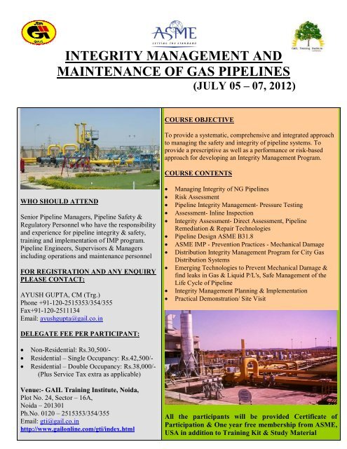 integrity management and maintenance of gas pipelines - GAIL (India)