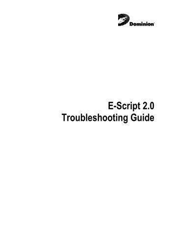 E-Script 2.0 Troubleshooting Guide - Dominion - Escript