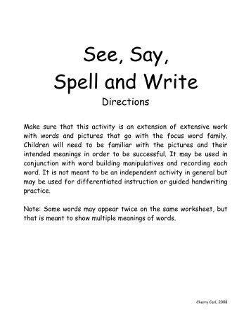 See, Say, Spell and Write - Word Way