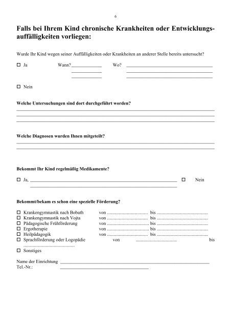 Fragebogen - Kinderklinik