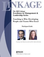 Excellence in Management & Leadership Series ... - Linkage, Inc.