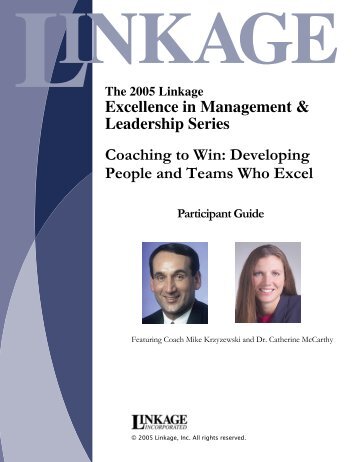 Excellence in Management & Leadership Series ... - Linkage, Inc.