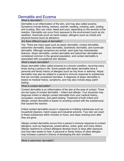 Dermatitis and Eczema - T.R.U.E. Test