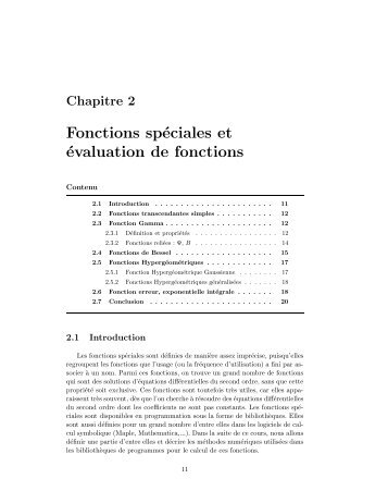 Fonctions spÃ©ciales et Evaluation de fonctions