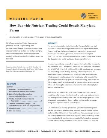 How Nutrient Trading - World Resources Institute